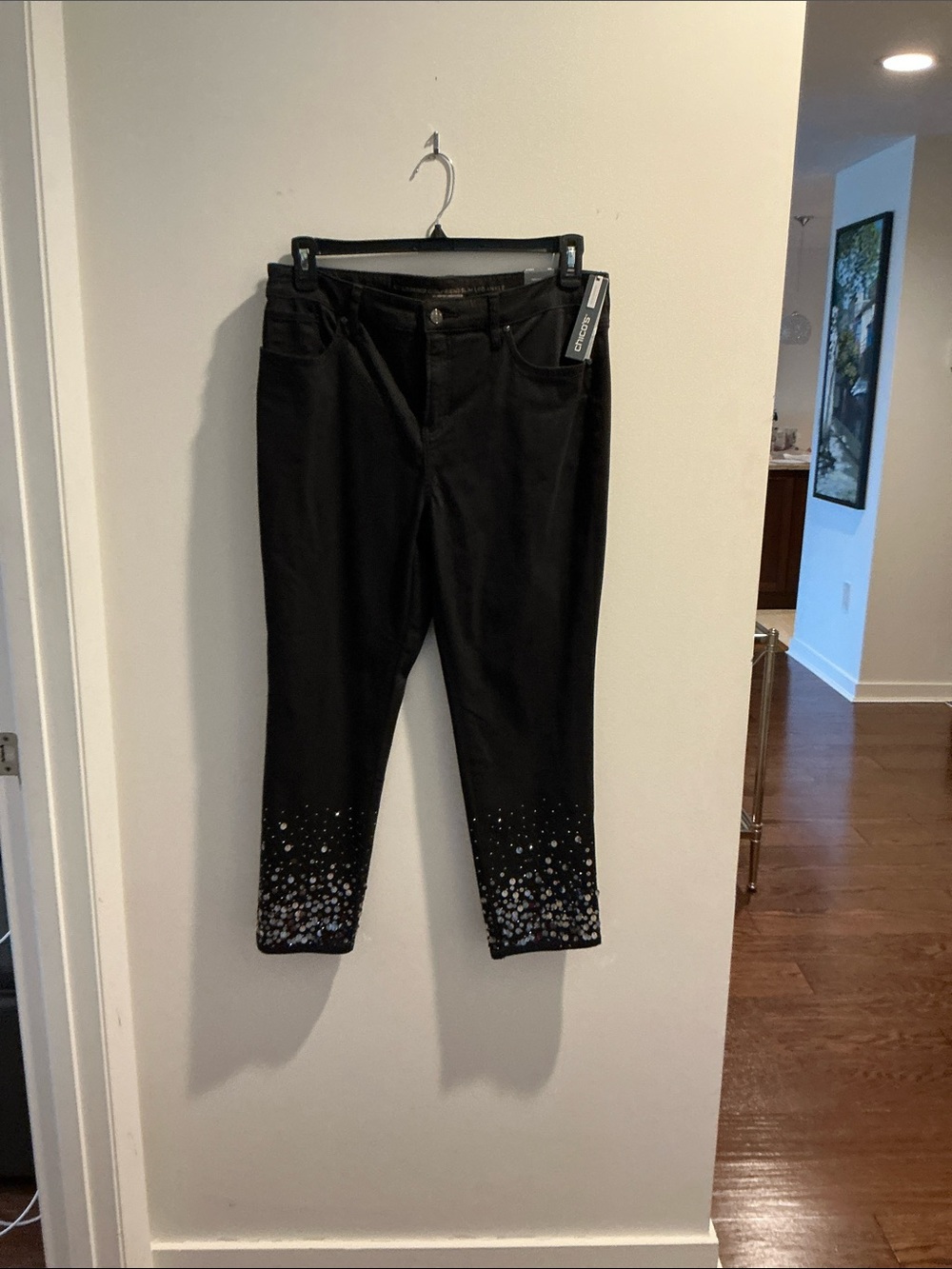 Chico's Black Jeans with Silver Stud Accent